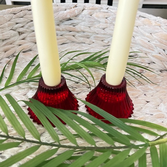 Red Glass Candle holders - Picture 6 of 8